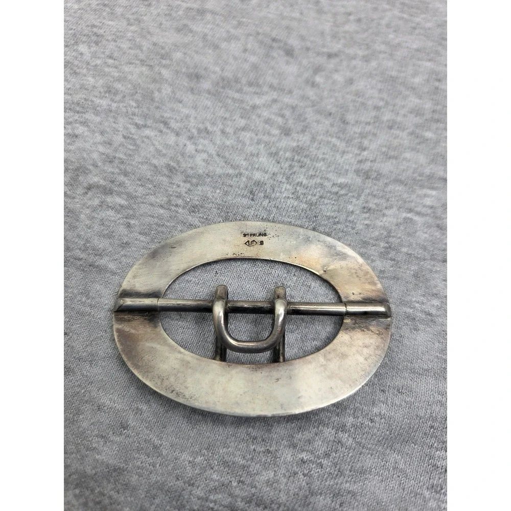 Antique Victorian Edwardian Sterling Silver LF Signed Womens Belt Buckle Pin